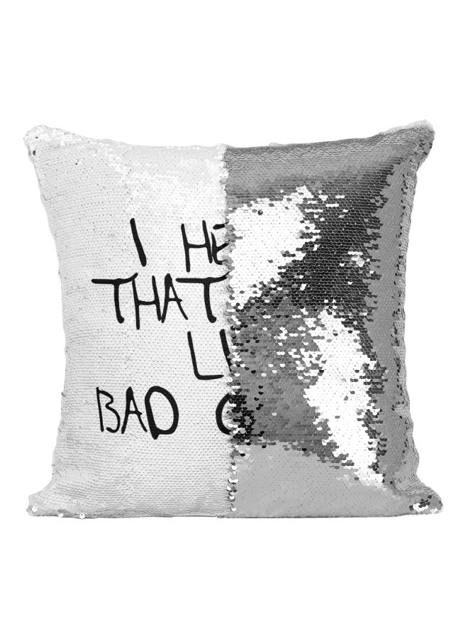 Generic - Suicide Squad Quote Sequined Throw Pillow Silver/Black/White 16x16inch - Image 1