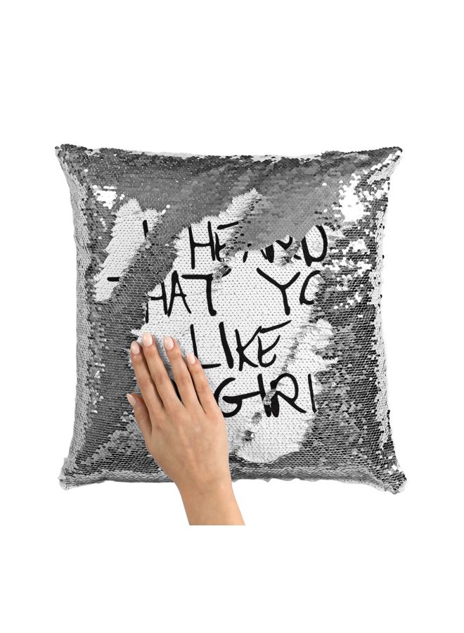 Generic - Suicide Squad Quote Sequined Throw Pillow Silver/Black/White 16x16inch - Image 1