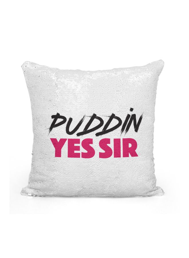 Harley Quinn Printed Sequined Throw Pillow Silver/White/Black 16x16inch - Image 1