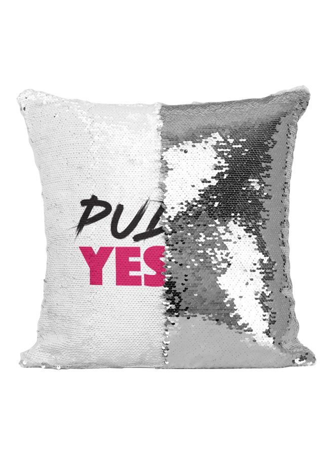 Harley Quinn Printed Sequined Throw Pillow Silver/White/Black 16x16inch - Image 2