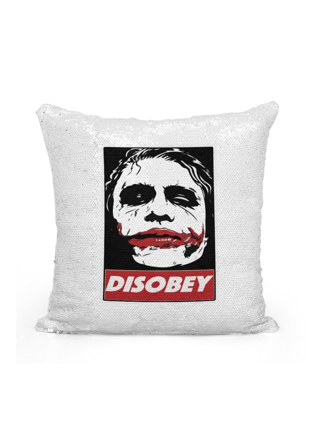 Printed Sequined Throw Pillow Silver/White/Black 16x16inch - Image 1