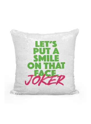 Gravity Printed Sequined Throw Pillow Silver/White/Green 16x16inch - v1555323938/N23398019A_1