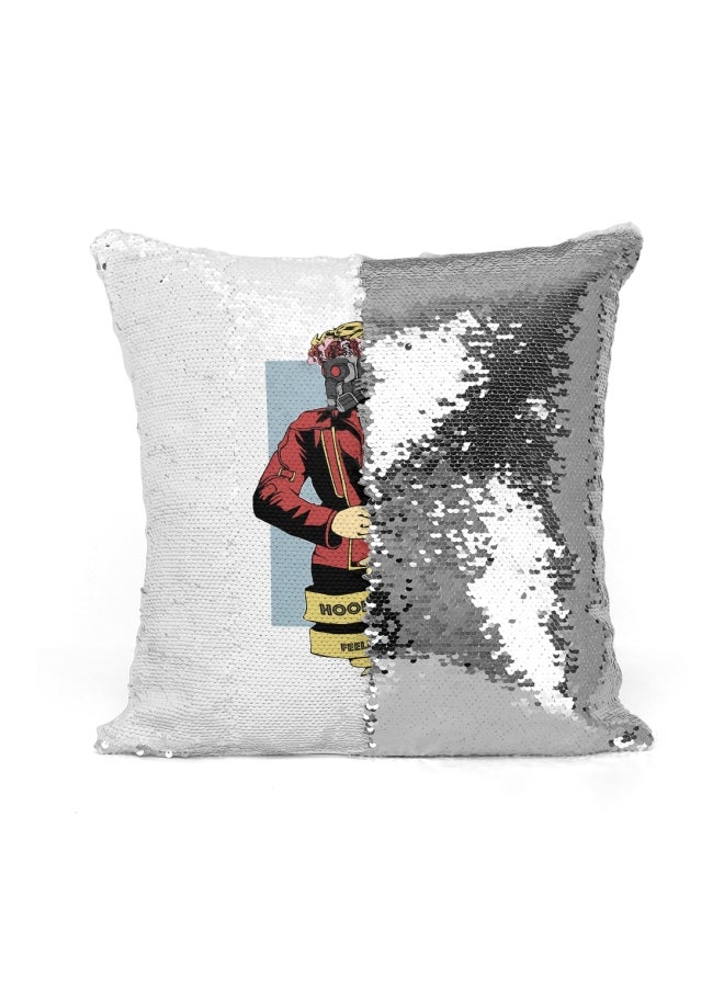 Printed Stuffing Throw Pillow Grey/Red/Beige 16x16inch - Image 2