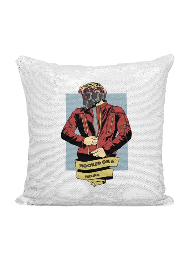 Printed Stuffing Throw Pillow Grey/Red/Beige 16x16inch - Image 1