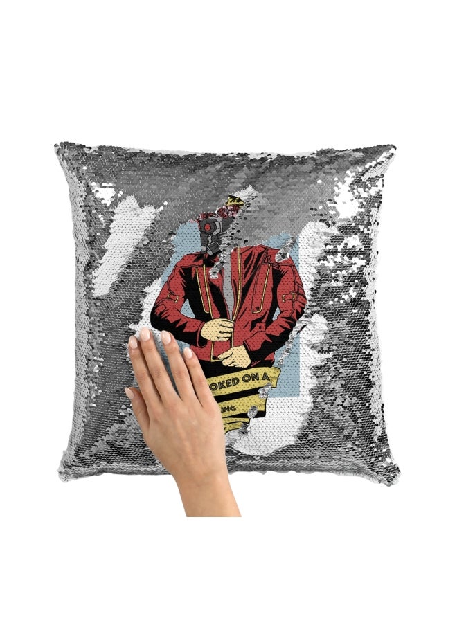 Printed Stuffing Throw Pillow Grey/Red/Beige 16x16inch - Image 3