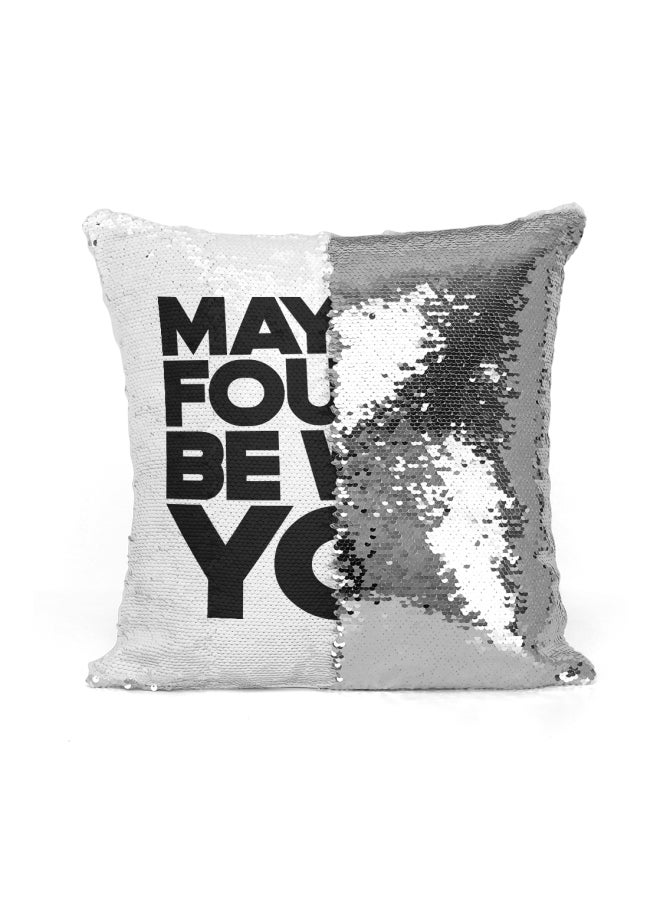 Quote Printed Stuffing Throw Pillow Grey/White/Black 16x16inch - Image 2