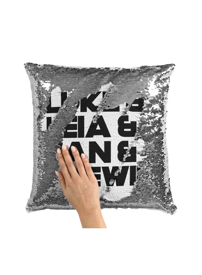 وسادة زينة باقتباس مطبوع رمادي / أبيض / أسود 16x16بوصة - Image 3