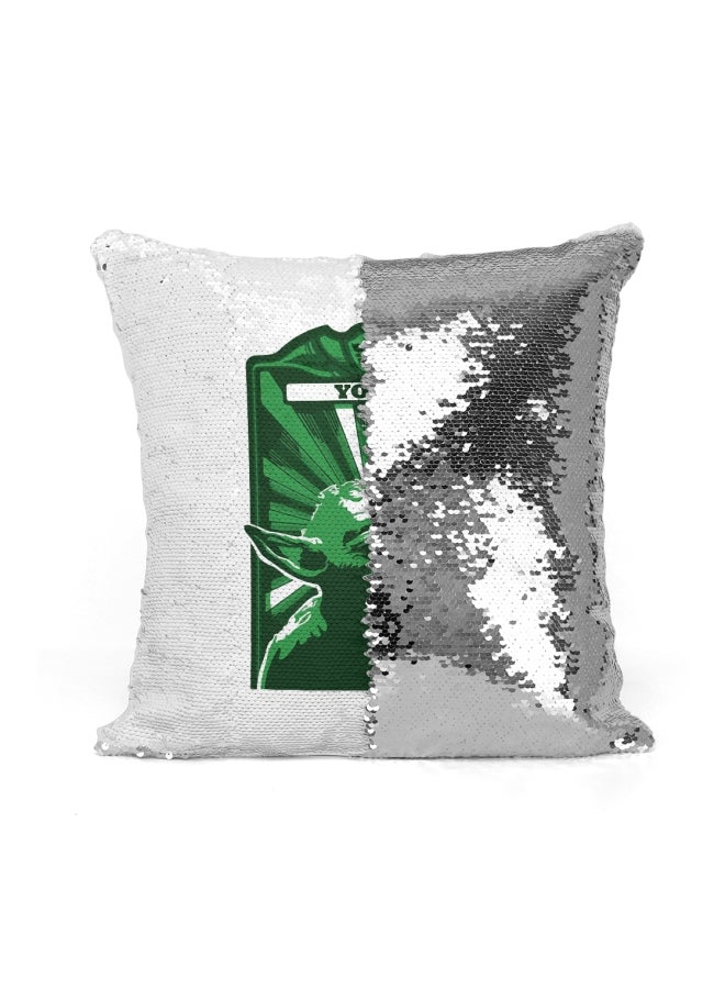 Printed Stuffing Throw Pillow Grey/Green 16x16inch - Image 2