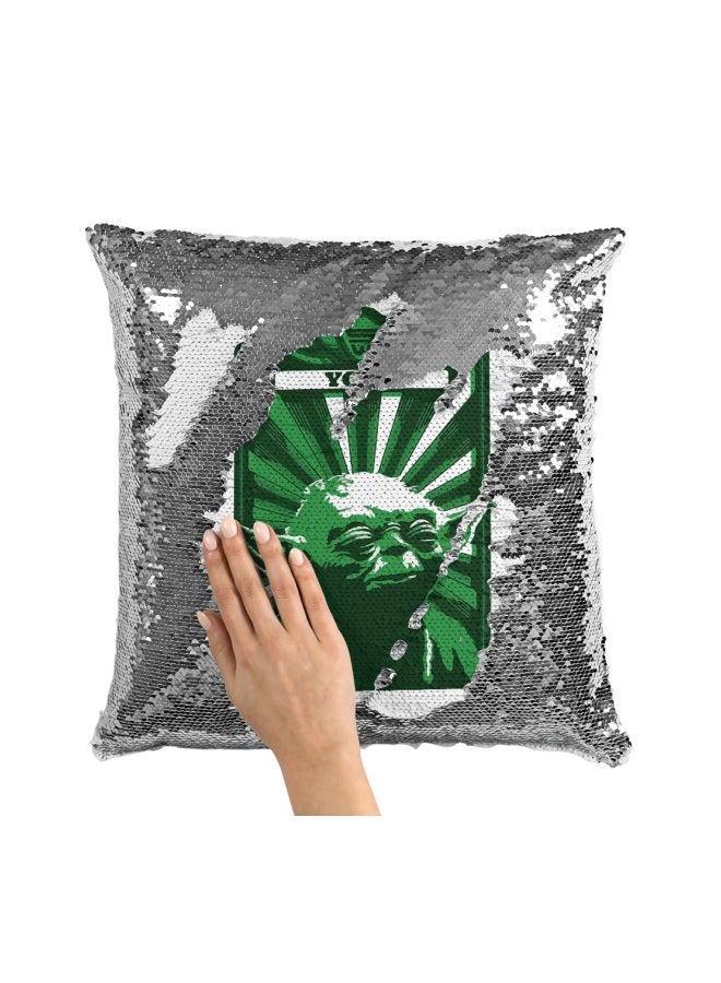 Printed Stuffing Throw Pillow Grey/Green 16x16inch - Image 3