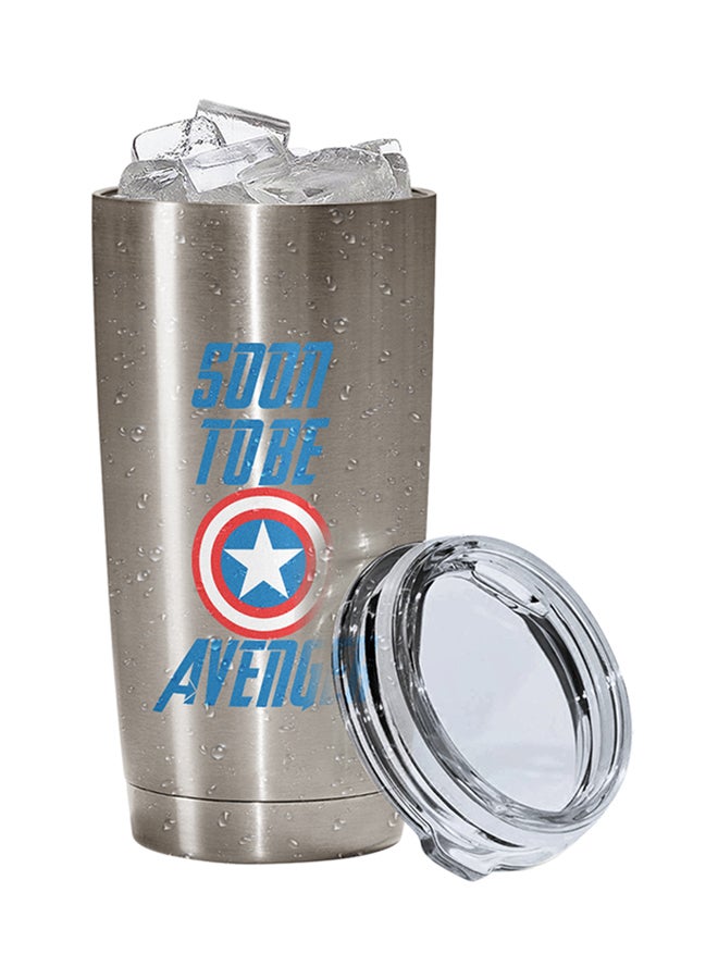 LOUD UNIVERSE Avengers Quote Printed Tumbler With Lid Silver/Clear/Blue Silver/Clear/Blue 