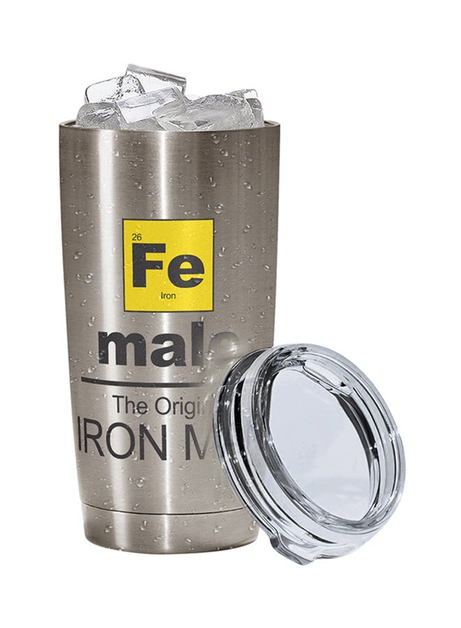 LOUD UNIVERSE Iron Man Quote Printed Tumbler With Lid Silver/Clear/Black Silver/Clear/Black 