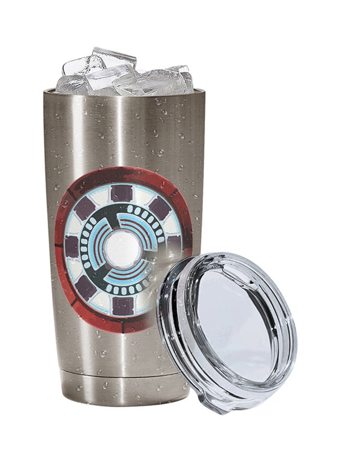 LOUD UNIVERSE Iron Man Logo Printed Tumbler With Lid Silver/Clear/Black 