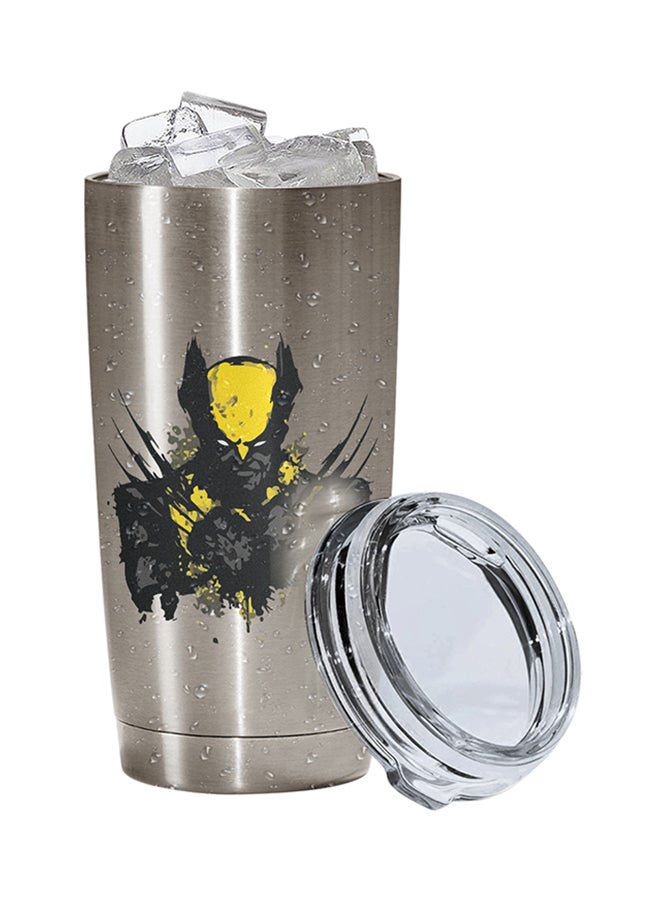 LOUD UNIVERSE Xmen Mutants Wolverine Printed Tumbler With Lid Silver/Black/Yellow 