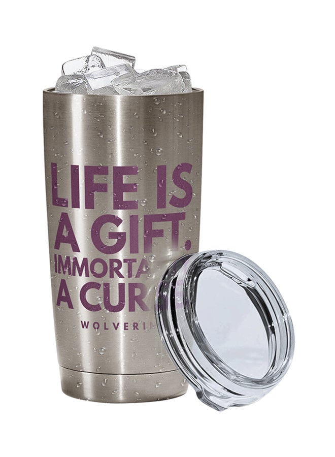 LOUD UNIVERSE Xmen Quote Printed Tumbler With Lid Silver/Violet 