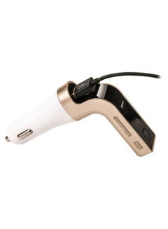 CARG7 Bluetooth Wireless FM Transmitter Modulator Car Charger White/Black/Gold 