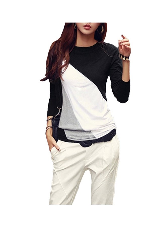 Colour Blocked T-Shirt White/Black/Grey