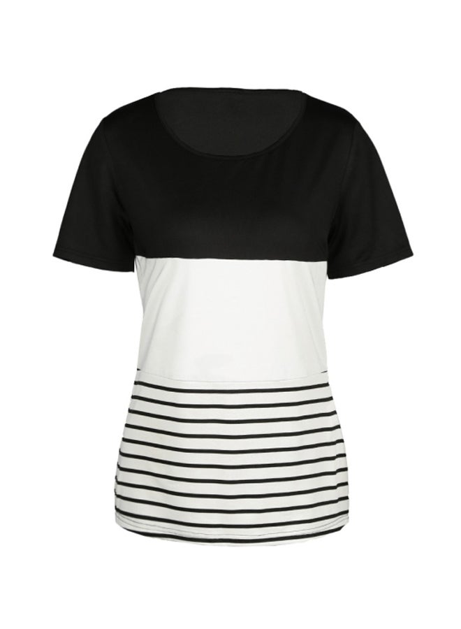 Colour Block Design Round Neck Tunic White/Black - Image 1