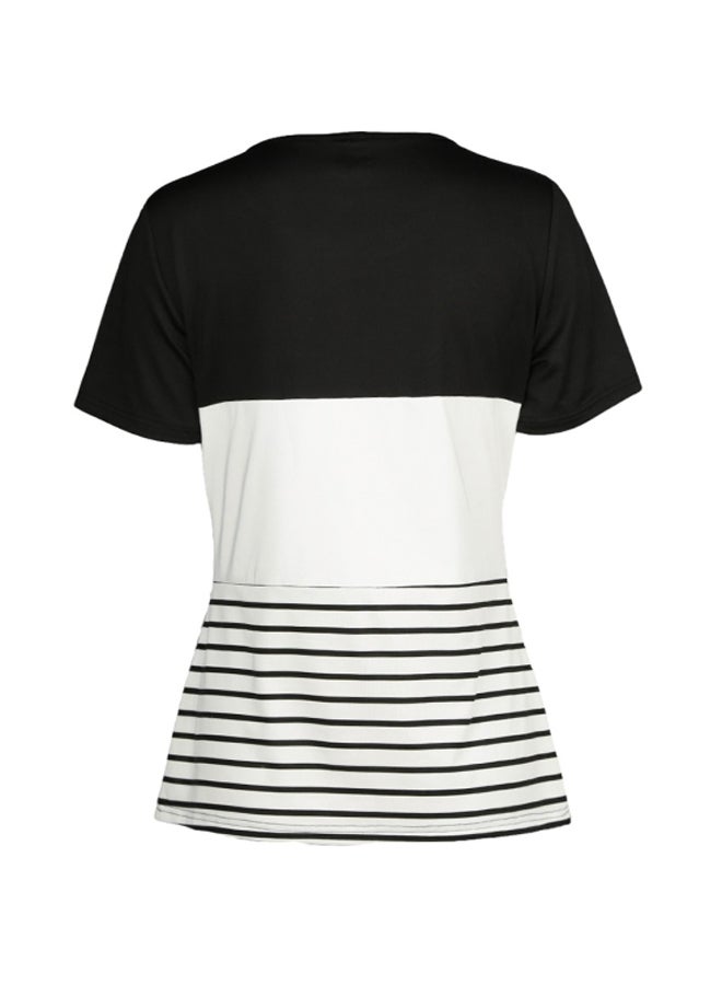 Colour Block Design Round Neck Tunic White/Black - Image 2