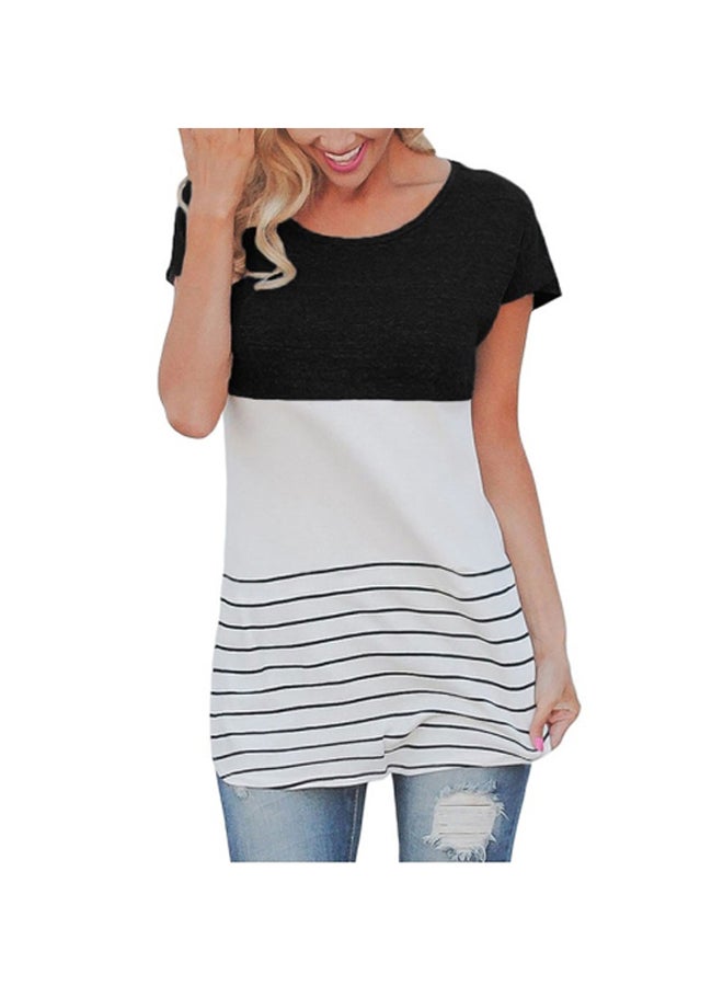 Colour Block Design Round Neck Tunic White/Black - Image 3