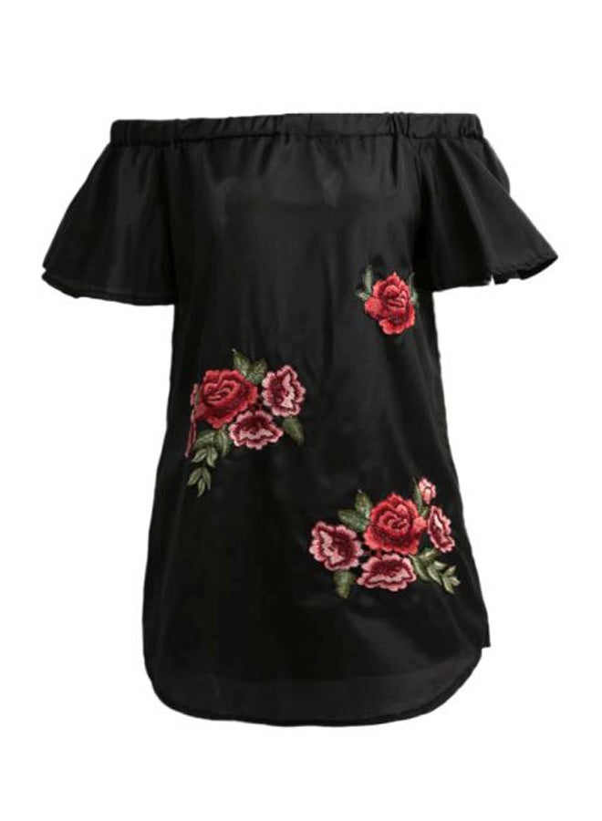 Off Shoulder Slip Dress Black  - Image 1
