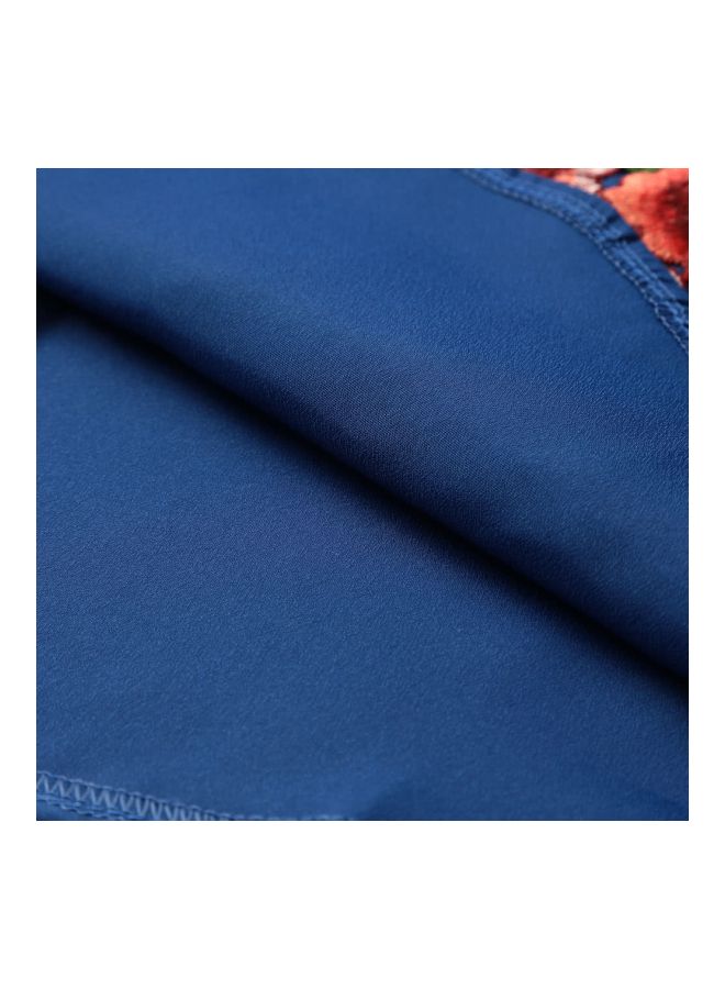 Off Shoulder Slip Dress Blue/Red  - Image 4
