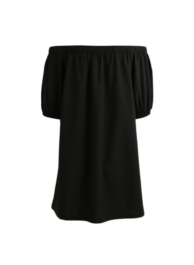 فستان قصير بأكتاف مكشوفة أسود - Image 5