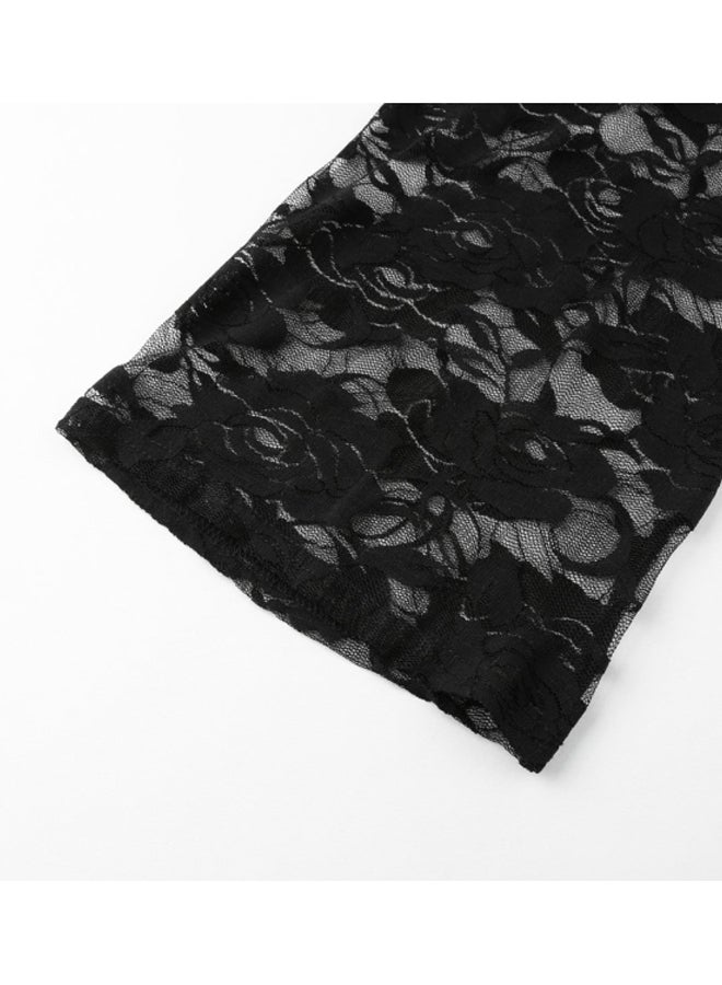 Lace Design Beach Cover Up Black - Image 2