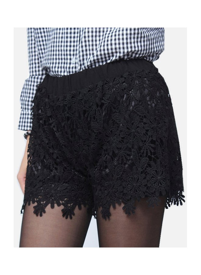 Lace Floral Hot Pants Black  - Image 2
