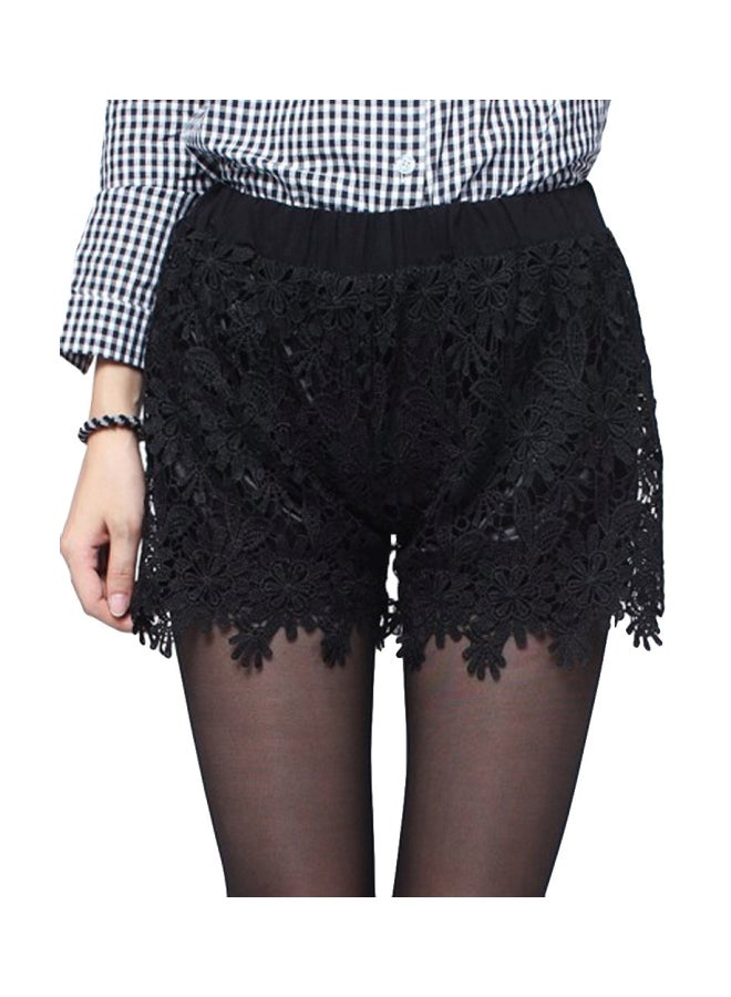 Lace Floral Hot Pants Black  - Image 1