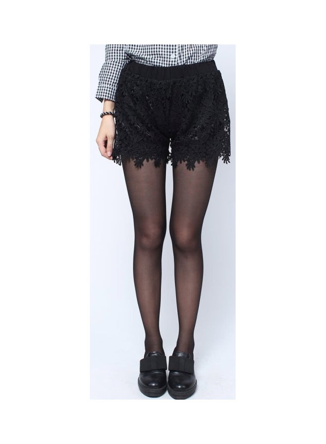 Lace Floral Hot Pants Black  - Image 4