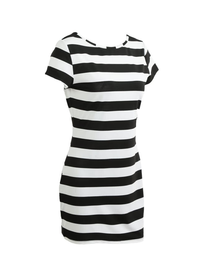 Striped Mini Dress Black/White - Image 1