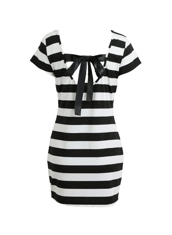 Striped Mini Dress Black/White - Image 2