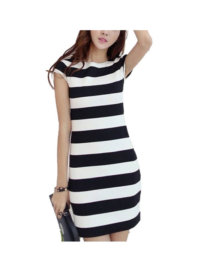 Striped Mini Dress Black/White - Image 3