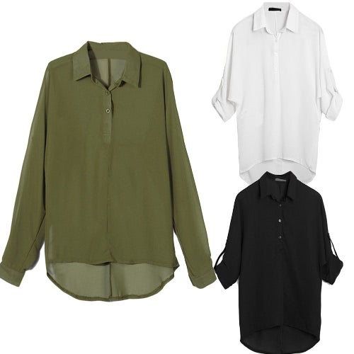 بلوزة طويلة سادة بأكمام طويلة تناسب فصل الربيع أسود - Image 4