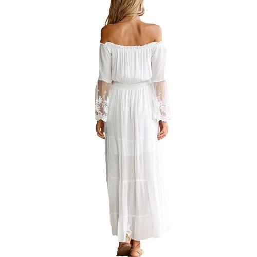 Generic - Lace Flare Sleeve Boho Maxi Dress White - Image 1
