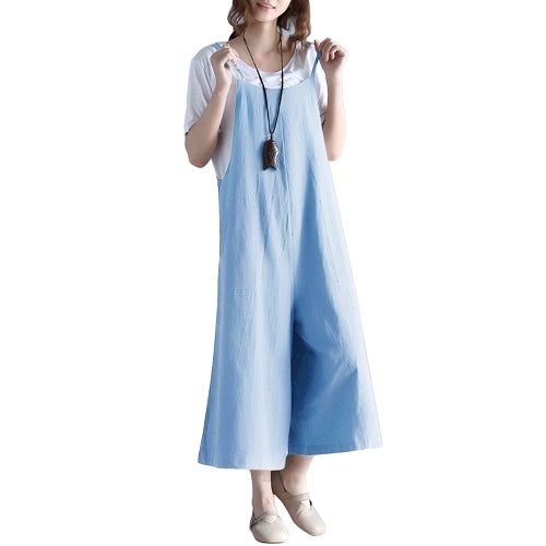 Square Neck Casual Jumpsuit Blue  - Image 4