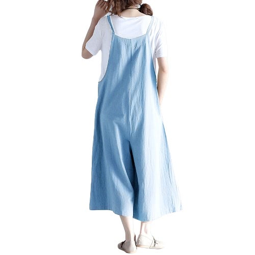 Square Neck Casual Jumpsuit Blue  - Image 5
