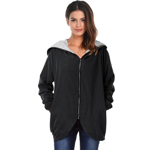 Long Sleeves Hooded Jacket Black - Image 1