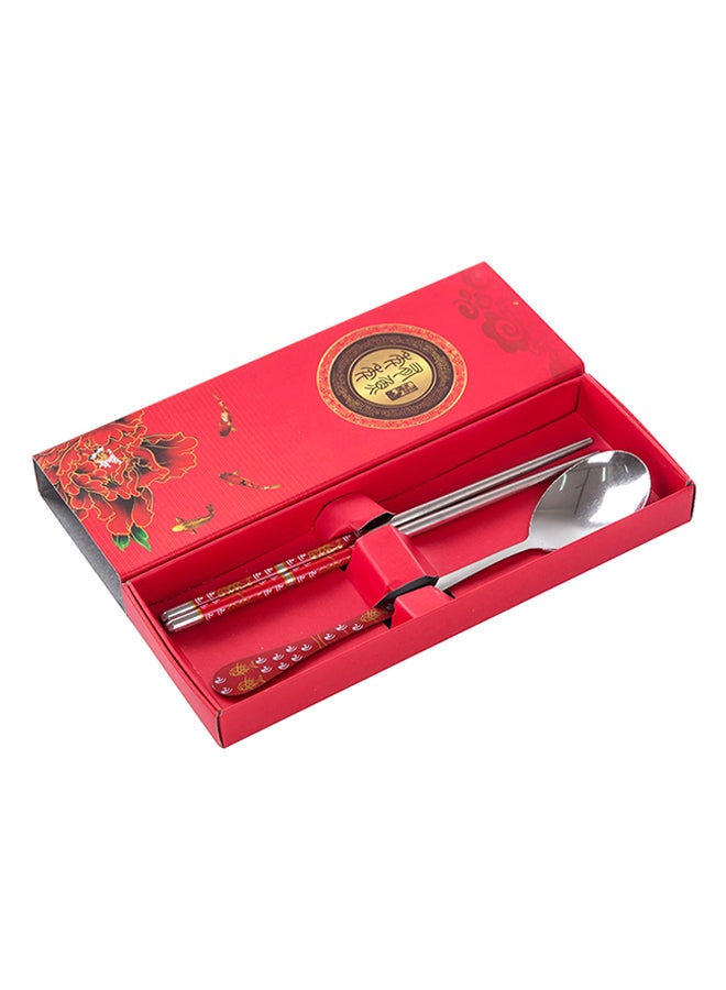 JOYHM Creative Stainless Steel Tableware Two Sets Red