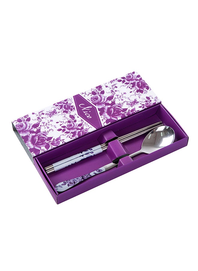 JOYHM Creative Stainless Steel Tableware Two Sets Purple