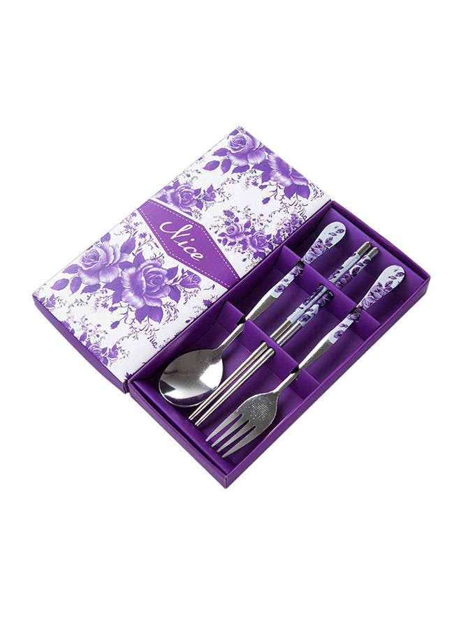 JOYHM Creative Stainless Steel Tableware Three Sets Purple