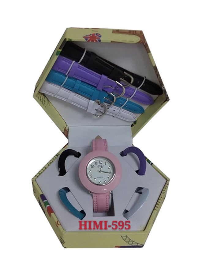 هيمي طقم ساعة بعقارب وسوار من ألياف صناعية من هيمي طراز 595 girls