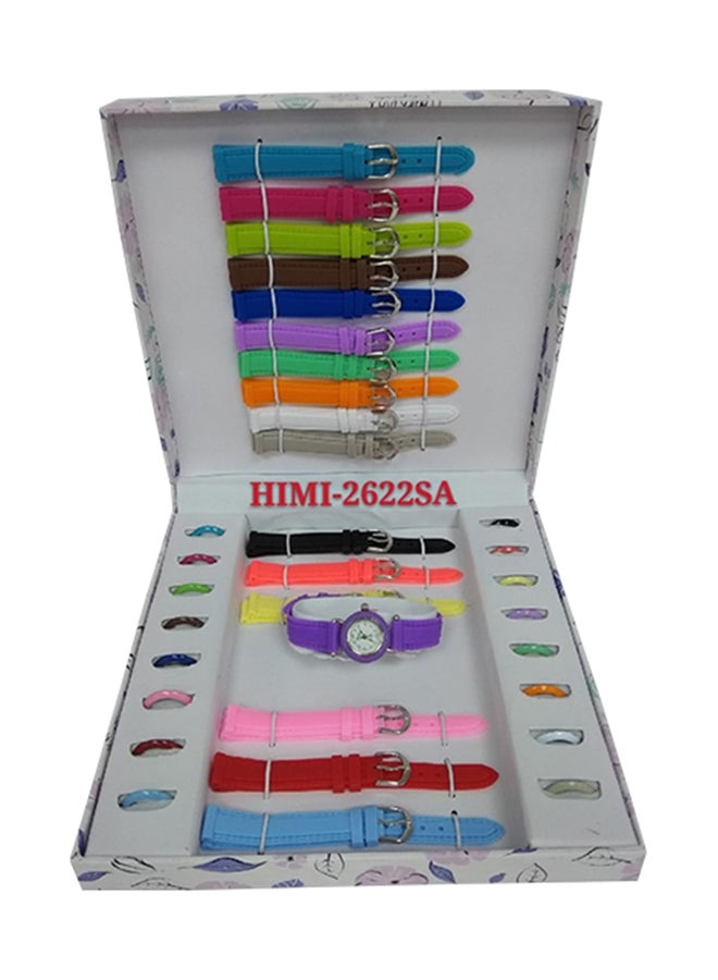 هيمي طقم ساعة بعقارب وسوار من ألياف صناعية من هيمي طراز 2622 girls