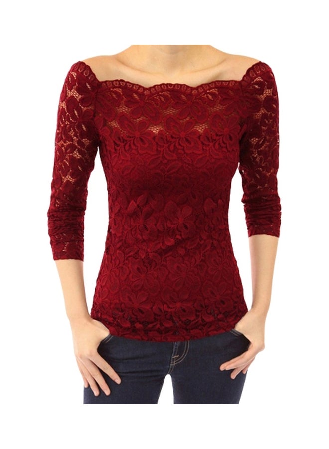 Off Shoulder Blouse Red  - Image 1