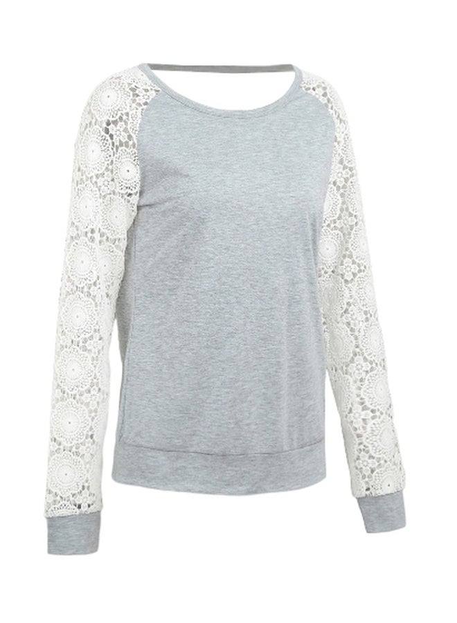 Long Sleeves T-shirt Grey/White  - Image 1