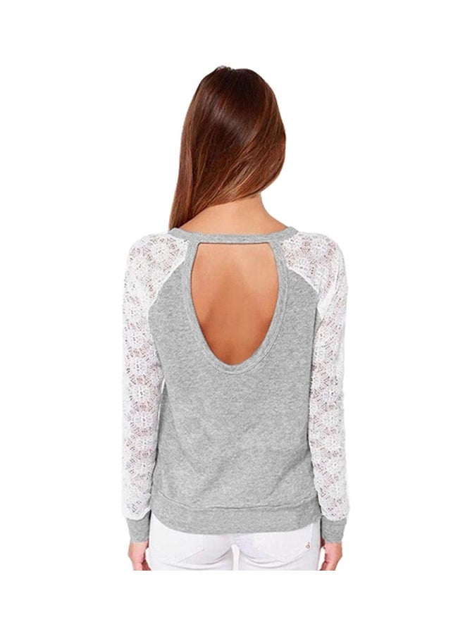 Long Sleeves T-shirt Grey/White  - Image 2