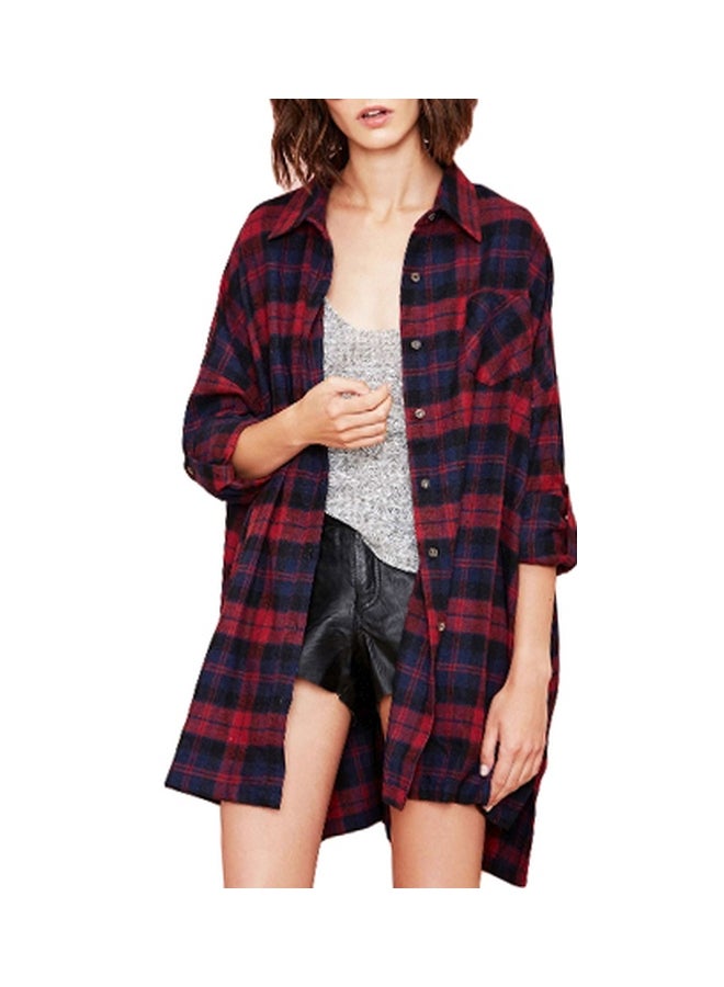 Long Sleeves Shirt Red/Blue/Black - Image 1