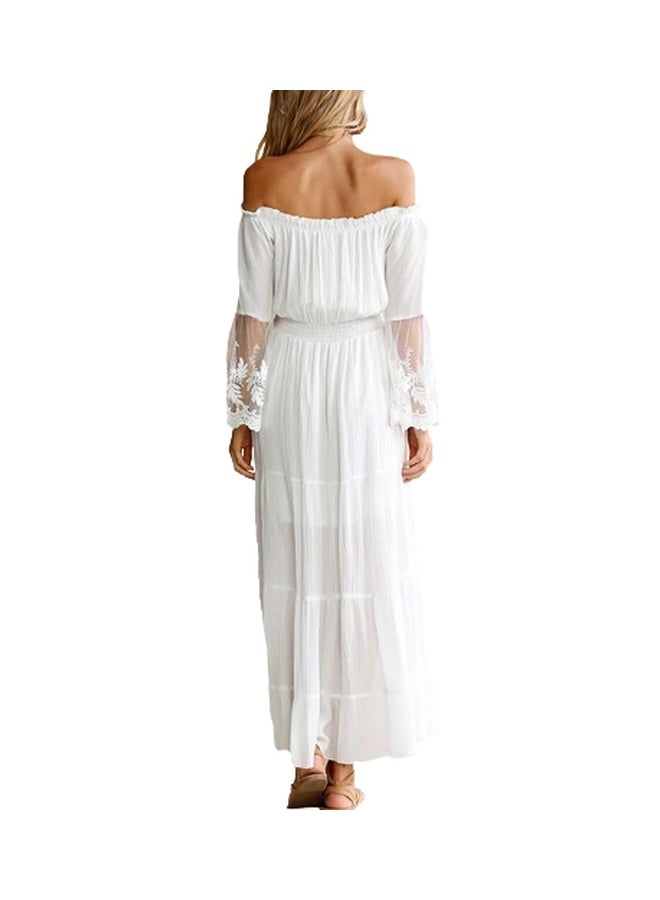 Generic - Lace Flare Sleeve Boho Maxi Dress White - Image 1
