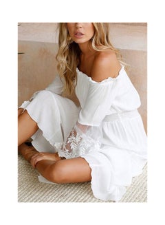 Generic Lace Flare Sleeve Boho Maxi Dress White  - Image 5