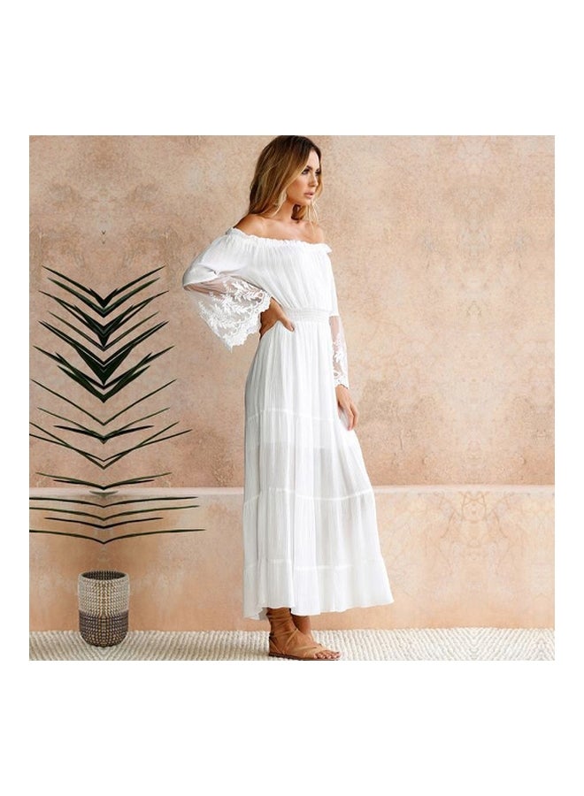 Generic - Lace Flare Sleeve Boho Maxi Dress White - Image 1